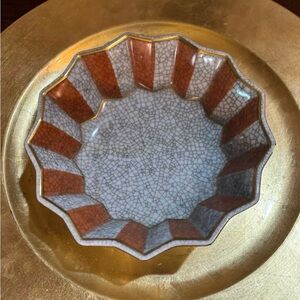 Royal Copenhagen crackle bowl VERY RARE! First run. NumberScalloped Ceramic Bowl